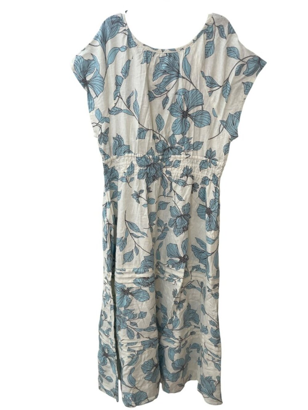 Cynthia Rowley Raglan Midi Dress Floral White Blue Size Large NWT - Picture 2 of 7